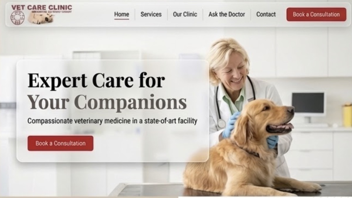 Web de clínica veterinaria rumana anticuada antes del rediseño